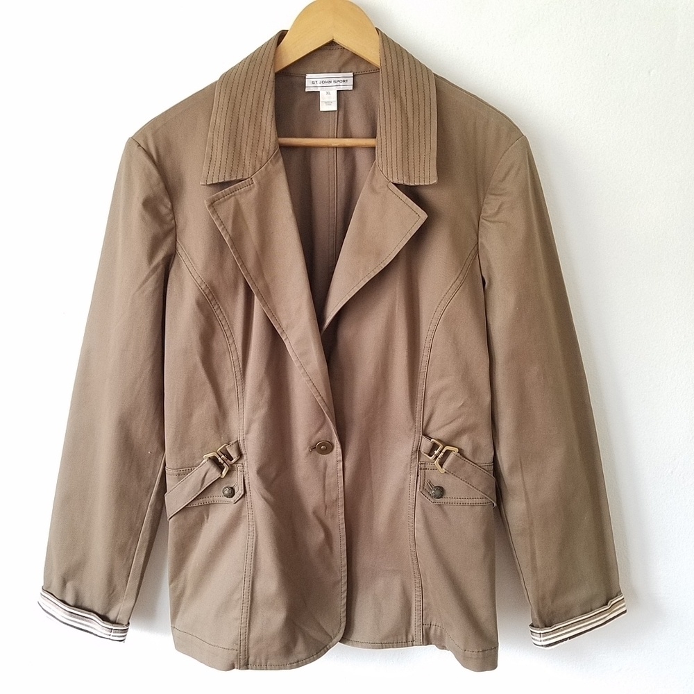 St.John Sport Tan Olive Longsleeve Jacket Size XL